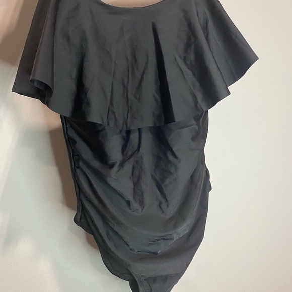 Kona Sol Black Ruched Bodycon One Piece - Picture 1 of 9